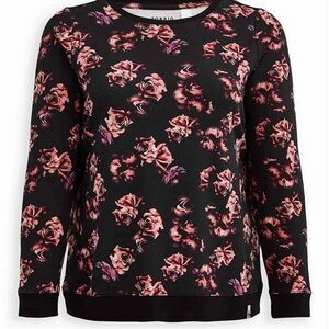 Torrid Floral Print Black Active Sweatshirt Size 2